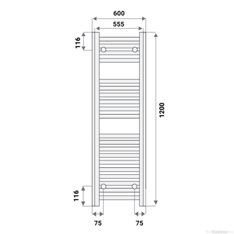 Silver 600X1200 mm egyenes törölközőszárító radiátor fehér
