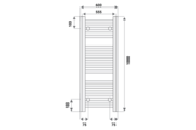 Silver 600X1000 mm íves elektromos törölközőszárító radiátor fehér, 600W-os fehér termosztátos fűtőpatronnal, végdugóval