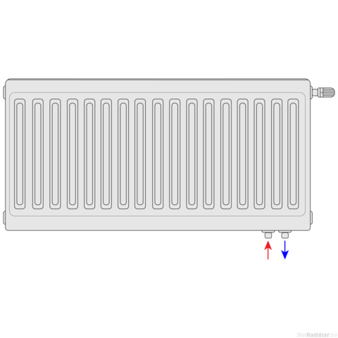 Silver UNI radiátor szelepes 22K 600x1100 Jobb-bal forgatható, beépített szelepes, alsó bekötési pont, ajándék egységcsomag
